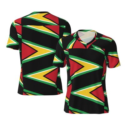 Stylish Athletic Sports Jersey Guyana-Flag-Jamaica-Plaid Men's Rugby Jersey Medium