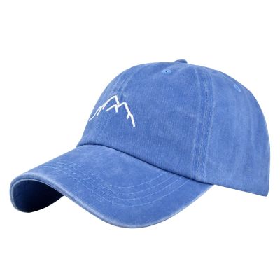 Baseball Cap Women Men Vintage Washed Distressed Hats Adjusted Cotton Dad Hat Adjustable Trucker Headwear (Blue, One Size)