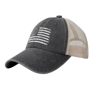 13 Star Betsy Ross Flag Baseball Cap Women Men Mesh Back Denim Hat Vintage Trucker Hats Dad Caps