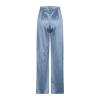 Satin Cargo Pants for Women High Waist Multiple Pockets Straight Wide Leg Trouser Casual Outdoor Flowy Palazzo Pants Light Blue view 3