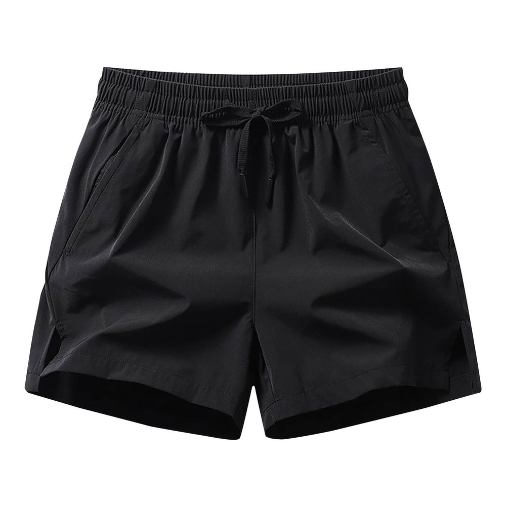 Generic Mens Shorts 5 Inch Lightweight Drawstring Waist Athletic Shorts Summer Quick Dry Beach Gym Workout Running Casual Shorts Black, Small