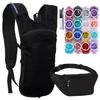 Solid Black Small Hydration Pack Bundle with Fanny Pack and 16 Pack Glitters view 1