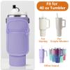 AceTreker Water Bottle Sling Bag with Paracord Handle for Stanley 30/40 oz Tumbler Neoprene Insulated Cup Sleeve with 2 Pockets & Adjustable Strap & Straw Cap for Stanley Cup Accessories-Purple view 3