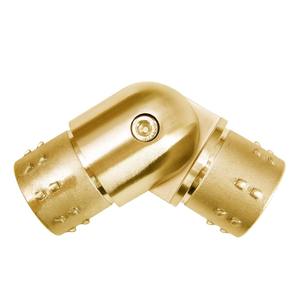 Top Hardware Stainless Steel 316 Railing Connector Flush Joiner Elbow Connector for 2"" OD 16 Gauge Pipe Tubing (Satin Golden Finish, For 2""OD Tube (Adjustable 90 ~ 180))