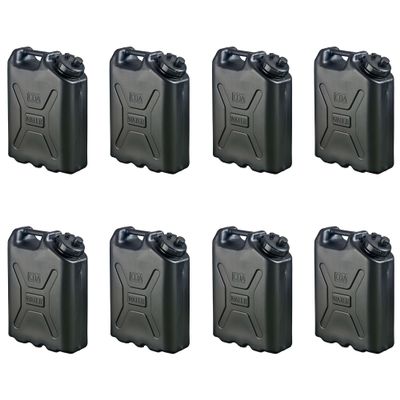 Scepter 8-Pack Military Water Container for Camping/Emergency/Off-Road, 5 Gallon, Black