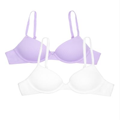 Fruit of The Loom Girls First T-Shirt Bra with Underwire 2 Pack Stellar Orchid/White L+