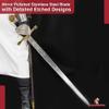 Armory Replicas Pendragon's Sword of Fury - Gold & Black 45" Stainless Steel Blade with Engraved Dragons and Lions, Includes Faux Leather Scabbard (Gold & Black) view 4