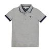 Hope & Henry Boys' Organic Short Sleeve Knit Pique Polo Shirt, Medium, Dark Gray Heather view 1