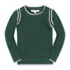 Hope & Henry Boys' Organic Long Sleeve Sporty Crew Neck Sweater with Stripe Piecing, Small, Collegiate Green