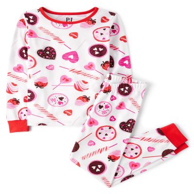 The Children's Place,Girls,Long Sleeve Top and Pants Snug Fit 100% Cotton 2 Piece Pajama Sets,Vday Candy,6