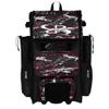 Boombah Rolling Superpack Baseball/Softball Gear Bag - Telescopic Handle - Holds 4 Bats - Wheeled Version - Razor Black/Cardinal/White
