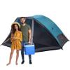 6 Person Camping Tent - Water-Resistant Cabin Style Outdoor Shelter with Built-in Screen Tent and Carrying Bag by Wakeman Outdoors (Blue) view 1