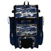 Boombah Rolling Superpack Baseball/Softball Gear Bag - Telescopic Handle - Holds 4 Bats - Wheeled Version - Razor Navy/Vegas Gold/White view 1
