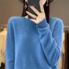 Shanghai Story 100% Merino Wool Sweater Women Fall Winter Warm Knitted Pullover Crewneck Long Sleeve Sweater Haze Blue M view 2