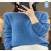 Shanghai Story 100% Merino Wool Sweater Women Fall Winter Warm Knitted Pullover Crewneck Long Sleeve Sweater Haze Blue M view 3