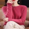 Shanghai Story 100% Merino Wool Sweater Women Fall Winter Warm Knitted Pullover Crewneck Long Sleeve Sweater Raspberry L view 4