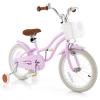 COSTWAY Kids Bike, 16 Inch Toddler Children Bike w/Training Wheels, Hand & Coaster Brakes, Adjustable Saddle & Handlebar, Basket, Bell, Kids Bicycle for Girls Boys Aged 3-8 Years Old, Light Purple view 1