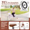 COSTWAY Kids Bike, 16 Inch Toddler Children Bike w/Training Wheels, Hand & Coaster Brakes, Adjustable Saddle & Handlebar, Basket, Bell, Kids Bicycle for Girls Boys Aged 3-8 Years Old, Light Purple view 4