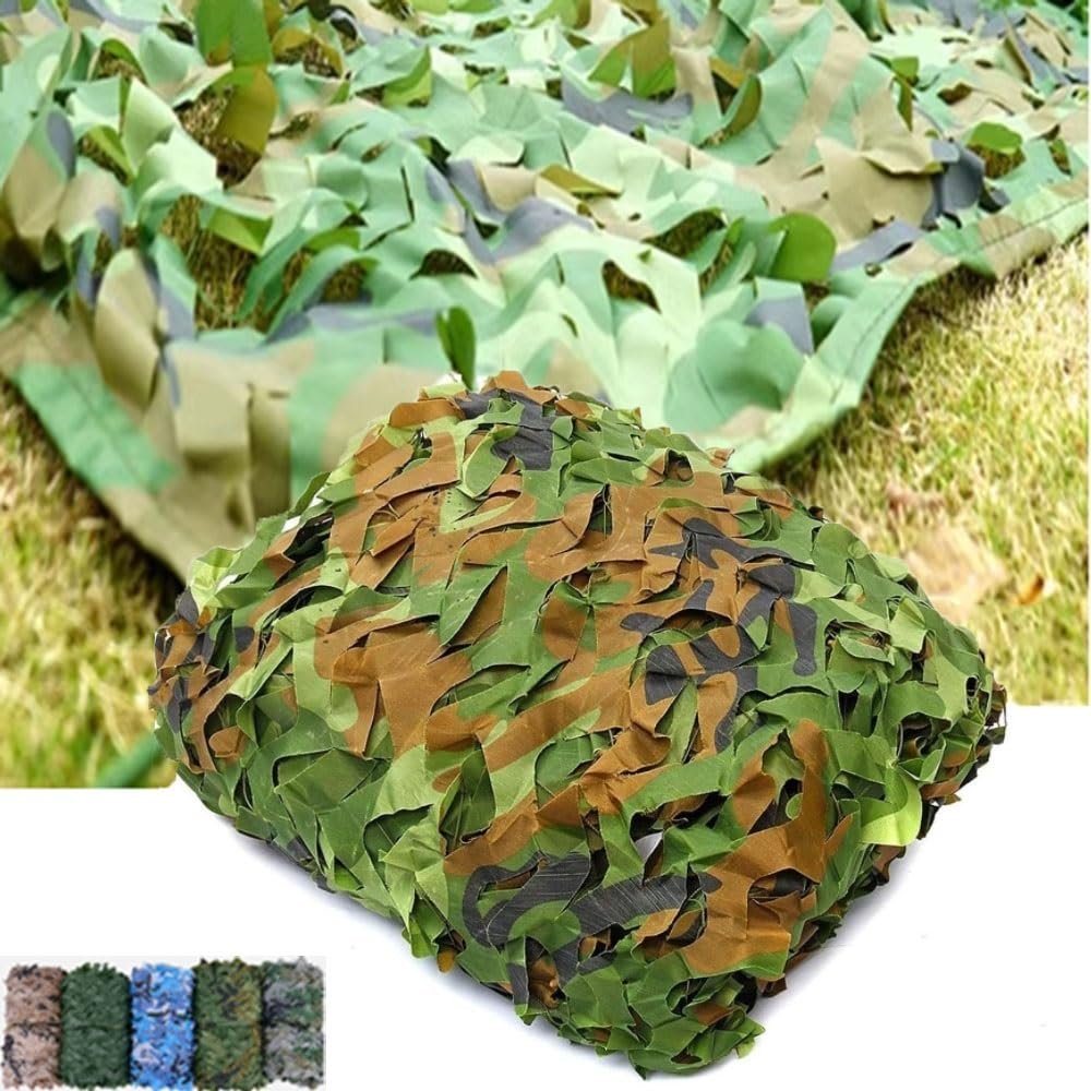 NILZA Camouflage Net for Jungle Hunting Military Camo Netting Sunshade Fence Tarp Net, Camouflage Netting 6.5x10ft 10x13ft 13x16.5ft Army Camouflage Nets Mesh Cover(2x3/(6.5x9.8ft))