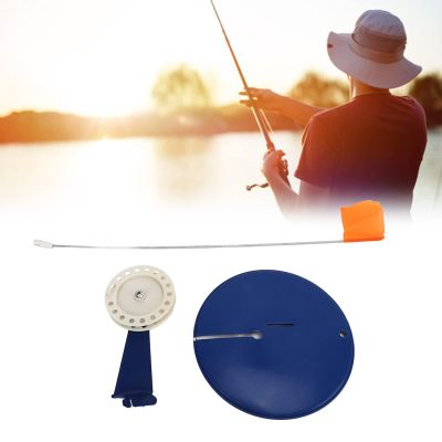 Masyrt Ice Fishing Tip Up Flags Set, Portable Winter Fishing Rod Indicator Flag, Floating Base, Tackle Accessory