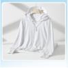 amaon Essential Men UPF 50 Light Jacket Zip Up Hoodie Breathable Long Sleeve SPF Fishing Hiking UV Sun Shirts Sun Protection Clothing White view 2