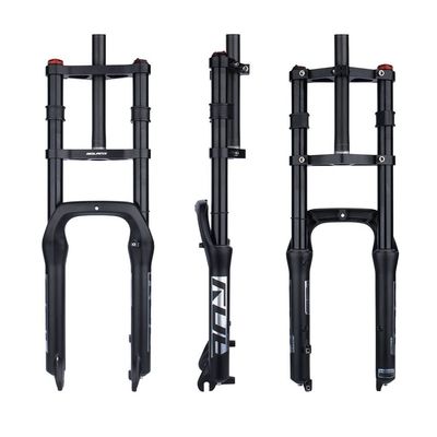 Snow Beach Bike Suspension Fork 20 Inch 4.0 Tire Fat Air Forks Travel 140mm, 1-1/8inch Steerer Bike Forks Spread 135mm Double Shoulder Shock Absorbing Front Fork QR Manual Lockout