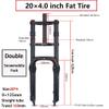 Snow Beach Bike Suspension Fork 20 Inch 4.0 Tire Fat Air Forks Travel 140mm, 1-1/8inch Steerer Bike Forks Spread 135mm Double Shoulder Shock Absorbing Front Fork QR Manual Lockout view 2