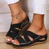 NineFit Basics today 2024 orders placed by me recently womens sandals dressy Womens Sandals Wedge Comfortable: Orthopedic Wedge Sandalias Women - Slip on Platform Sandals, 9.5 Wide, 00-black view 3