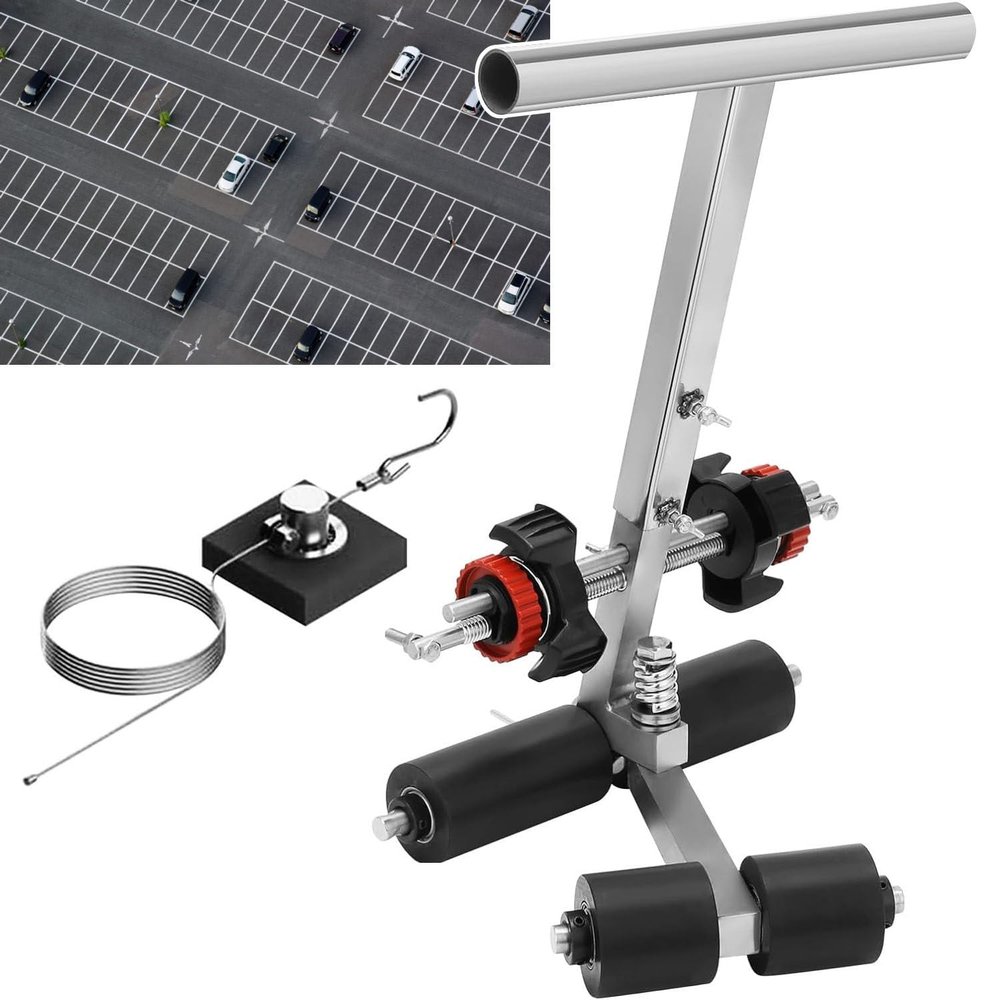 AUTUMFLATGAO Basketball Court Marking Applicator Kit, Playing Field Line Striping Machines, Adjustable Width Line Tape Machine, for Driveway, Asphalt or Concrete, Courts