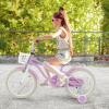 COSTWAY Kids Bike, 18 Inch Toddler Children Bike w/Kickstand, Training Wheels, Hand & Coaster Brake, Adjustable Saddle & Handlebar, Basket, Kid Bicycle for Girls Boys Aged 3-8 Years Old, Light Purple view 2
