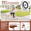 COSTWAY Kids Bike, 14 Inch Toddler Bike Children Bicycle w/Training Wheels, Hand & Coaster Brakes, Adjustable Saddle & Handlebar, Basket, Bell, Kids Bicycle for Girls Boys Aged 3-8 Years Old, Pink view 4