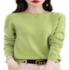Shanghai Story 100% Merino Wool Sweater Women Fall Winter Warm Knitted Pullover Crewneck Long Sleeve Sweater Fruit Green M view 1
