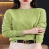 Shanghai Story 100% Merino Wool Sweater Women Fall Winter Warm Knitted Pullover Crewneck Long Sleeve Sweater Fruit Green M view 2