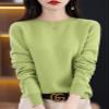 Shanghai Story 100% Merino Wool Sweater Women Fall Winter Warm Knitted Pullover Crewneck Long Sleeve Sweater Fruit Green M view 3