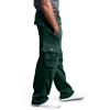 Men's Heavyweight Fleece Cargo Sweatpants Drawstring Elastic Waist Athletic Jogger Pants Baggy Workout Sport Trousers view 2