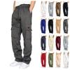 Men's Heavyweight Fleece Cargo Sweatpants Drawstring Elastic Waist Athletic Jogger Pants Baggy Workout Sport Trousers view 1