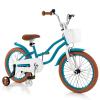 COSTWAY Kids Bike, 18 Inch Toddler Children Bike w/Kickstand, Training Wheels, Hand & Coaster Brakes, Adjustable Saddle & Handlebar, Basket, Kids Bicycle for Girls Boys Aged 3-8 Years Old, Turquoise view 1