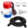 1100 GPH Boat Bilge Water Pump 12V, 1-1/8 Inch Dia Bilge Pump Plumbing Kit with 6FT Hose, 2 Clamps, Thru-Hull Fitting, Ideal for Fishing Boats, Cruisers, Runabouts, Yachts