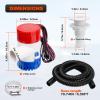 1100 GPH Boat Bilge Water Pump 12V, 1-1/8 Inch Dia Bilge Pump Plumbing Kit with 6FT Hose, 2 Clamps, Thru-Hull Fitting, Ideal for Fishing Boats, Cruisers, Runabouts, Yachts view 2
