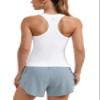 CRZ YOGA Seamless Racerback Tank Waist Length White Large view 1