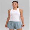 CRZ YOGA Seamless Racerback Tank Waist Length White Large view 2