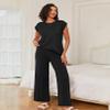 Ekouaer Lounge Sets for Women Two Piece Outfits Knit Cap Sleeve Tops Wide Leg Pleated Pants Casual Dressy Sweater Sets view 2