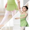 Avrigir Green Short Big Girls Ballet Skirts Pull on Opaque Mini Dance Skirt with Split view 4