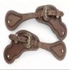 Men's Western Spur Strap Set, Tooled Leather, Dark Brown, Concho Accents, Argentina Cow Leather view 1