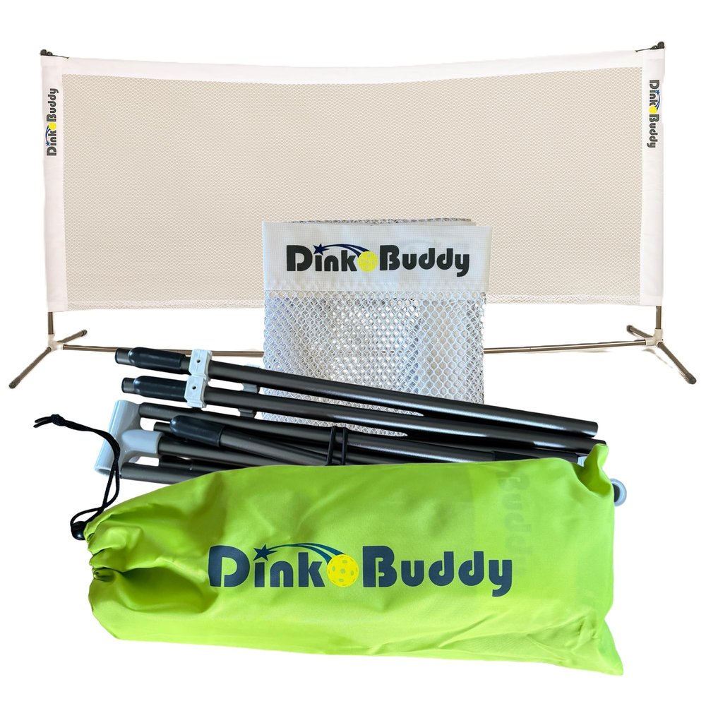 Dink Buddy - Regulation Height Mini Pickleball Net with Drawstring Carry Case, Durable Pickleball Net Portable Outdoor & Indoor Use, Easy-to-Set-up, 6 feet Wide, White