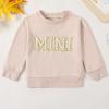 ZAXARRA Mommy and Me Matching Outfits Long Sleeve Crewneck Pullover Tops Mama Sweatshirt Mama and Mini Clothes (Beige,Baby,12-18 Months) view 2