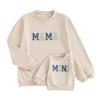 ZAXARRA Mommy and Me Matching Outfits Long Sleeve Crewneck Pullover Tops Mama Sweatshirt Mama and Mini Clothes (Blue,Baby,0-6 Months) view 1