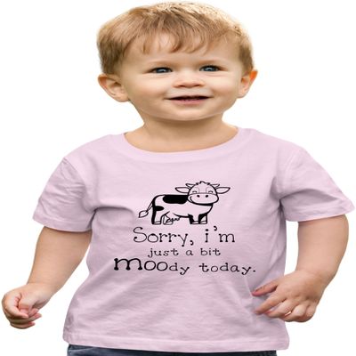 5T Light Pink Toddler I'm Just A Bit Moody Today Funny Cow Toddler T-Shirt