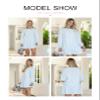 BLENCOT Womens Ladies Elegant Tennis Athletic Sweaters Dress Long Sleeve Crewneck Rib Knit Patchwork Loose Pullover Casual Mini Sweatshirt Dresses White Large view 2
