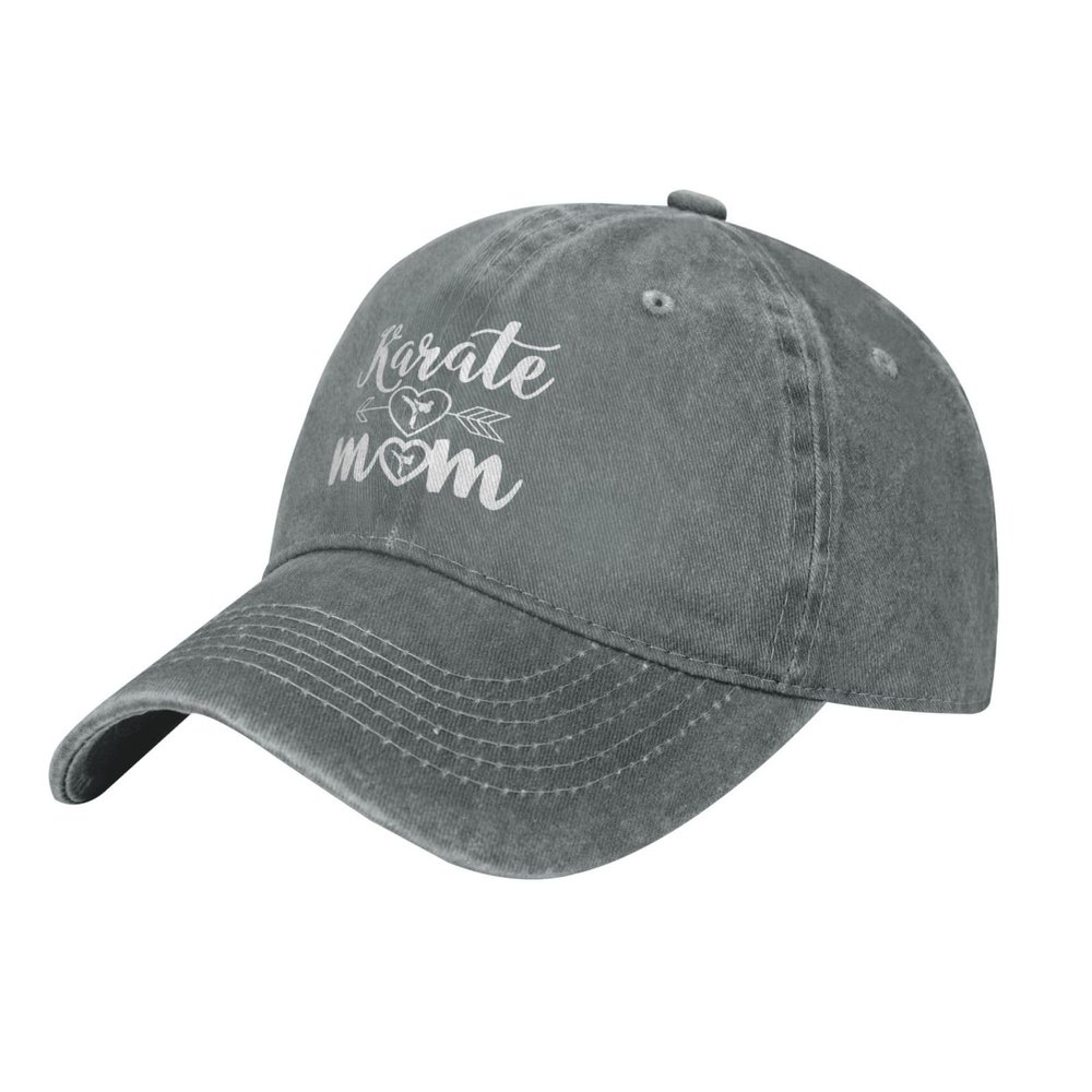 NMNRRPTLS Karate Mom Denim Baseball Cap Men Women Adjustable Retro Style Denim Baseball Cap Gray